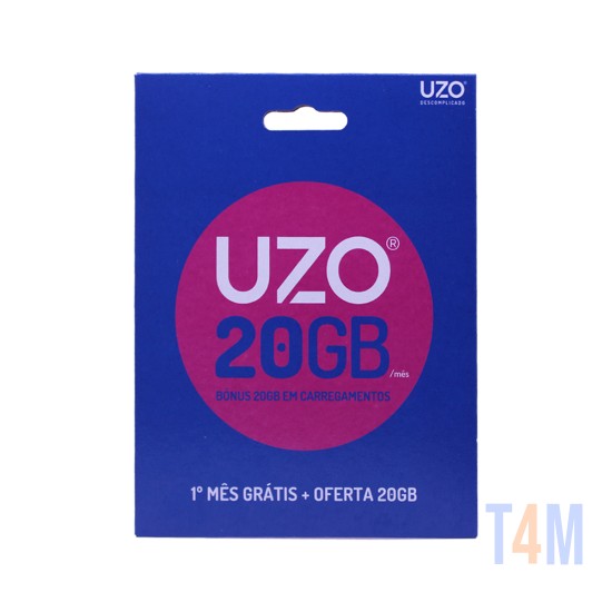 Cartão SIM UZO (40GB) 20GB+2000MIN+50 SMS 20GB Bónus Carregmento durante 1 Mês